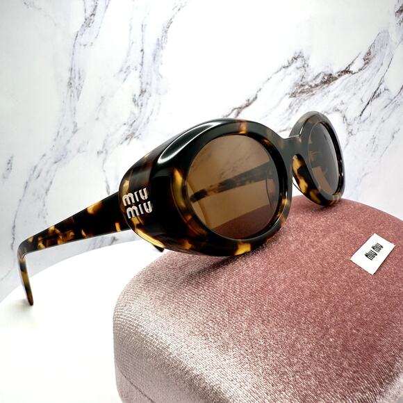 New MIU MIU Sunglasses Brown Tortoise Oval Womens Reverie main image 16